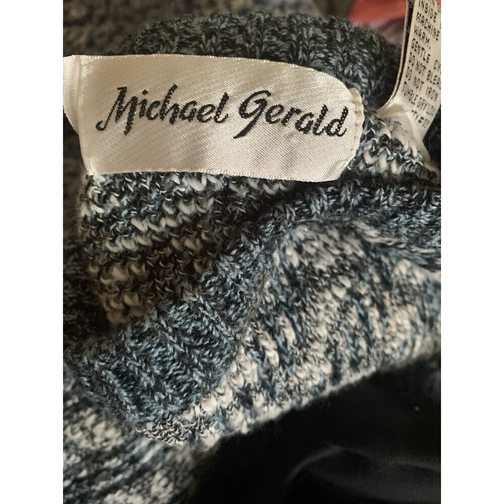 Vintage Michael Gerald 90s pullover sweater gray and white geometric pattern - Picture 3 of 6